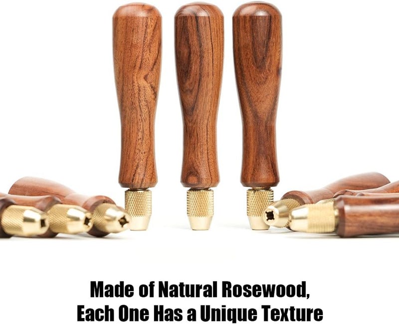 Tocool Wood File Handle Wooden Handles with Brass Collet Chuck for Small Files with a Tang Diameter of 2.5MM-3MM - Image 3